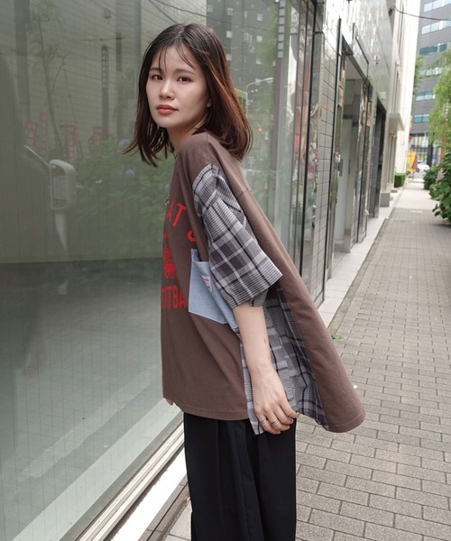 tシャツ シアーチェック切替えカットソー/洗える レディース 楽天市場】シアーチェック切替カットソーの通販