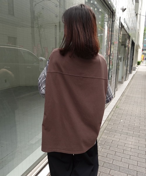 CORNERS(コーナーズ)の「チェック切り替えTシャツ(Tシャツ/カットソー・レディース・ブラウン/チャコールグレー/ネイビー/グリーン・FREE)」の6枚目の写真