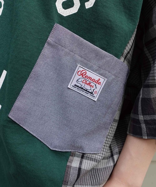 CORNERS(コーナーズ)の「チェック切り替えTシャツ(Tシャツ/カットソー・レディース・ブラウン/チャコールグレー/ネイビー/グリーン・FREE)」の15枚目の写真