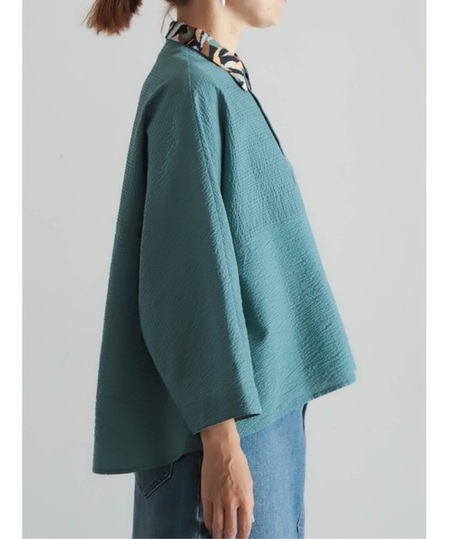 FIL DE FER(フィルデフェール)の「プリント×サッカーコンビ ドルマンシャツ(シャツ/ブラウス・レディース・グリーン/ブラック・FREE)」の3枚目の写真