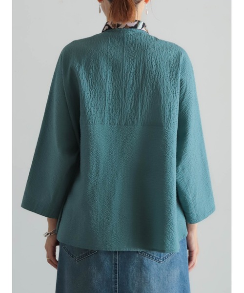 FIL DE FER(フィルデフェール)の「プリント×サッカーコンビ ドルマンシャツ(シャツ/ブラウス・レディース・グリーン/ブラック・FREE)」の4枚目の写真