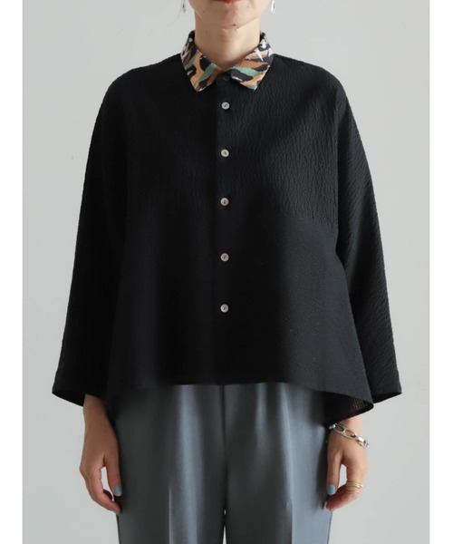 FIL DE FER(フィルデフェール)の「プリント×サッカーコンビ ドルマンシャツ(シャツ/ブラウス・レディース・グリーン/ブラック・FREE)」の5枚目の写真