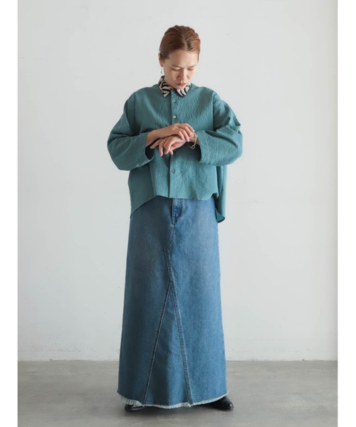 FIL DE FER(フィルデフェール)の「プリント×サッカーコンビ ドルマンシャツ(シャツ/ブラウス・レディース・グリーン/ブラック・FREE)」の22枚目の写真