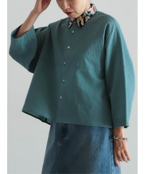 FIL DE FER(フィルデフェール)の「プリント×サッカーコンビ ドルマンシャツ(シャツ/ブラウス・レディース・グリーン/ブラック・FREE)」の15枚目の写真