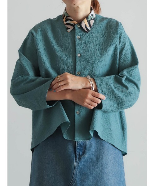 FIL DE FER(フィルデフェール)の「プリント×サッカーコンビ ドルマンシャツ(シャツ/ブラウス・レディース・グリーン/ブラック・FREE)」の16枚目の写真