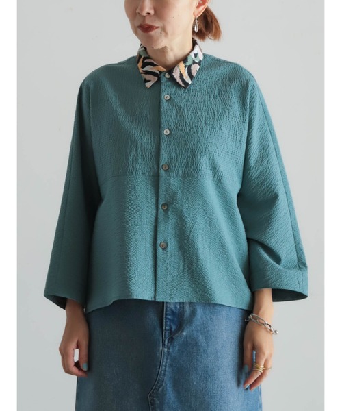 FIL DE FER(フィルデフェール)の「プリント×サッカーコンビ ドルマンシャツ(シャツ/ブラウス・レディース・グリーン/ブラック・FREE)」の17枚目の写真