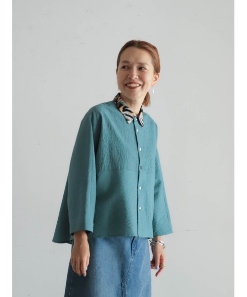 FIL DE FER(フィルデフェール)の「プリント×サッカーコンビ ドルマンシャツ(シャツ/ブラウス・レディース・グリーン/ブラック・FREE)」の19枚目の写真