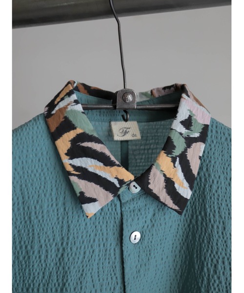 FIL DE FER(フィルデフェール)の「プリント×サッカーコンビ ドルマンシャツ(シャツ/ブラウス・レディース・グリーン/ブラック・FREE)」の9枚目の写真