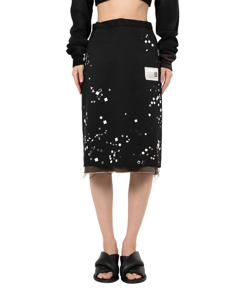 Maison MIHARA YASUHIRO（メゾンミハラヤスヒロ）の「Embellished Skirt（スカート・レディース・ブラック・38/36）」の3枚目の写真