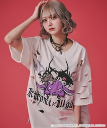 【GALFY/ガルフィー】×【KUROMI/クロミ】イルガルフィーボロボロ半袖TEE