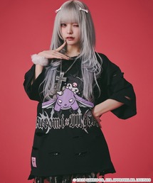 【GALFY/ガルフィー】×【KUROMI/クロミ】イルガルフィーボロボロ半袖TEE