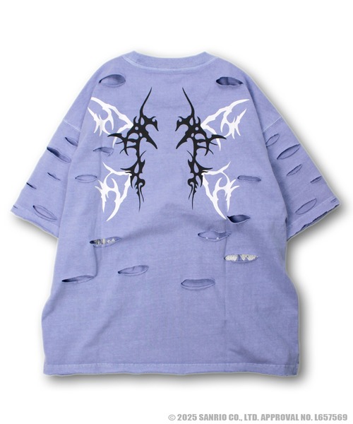 GALFY（ガルフィー）の「【GALFY/ガルフィー】×【KUROMI/クロミ】イルガルフィーボロボロ半袖TEE（Tシャツ/カットソー・メンズ・ブラック系1/パープル系/オフホワイト/ブラック・XL/L）」の12枚目の写真