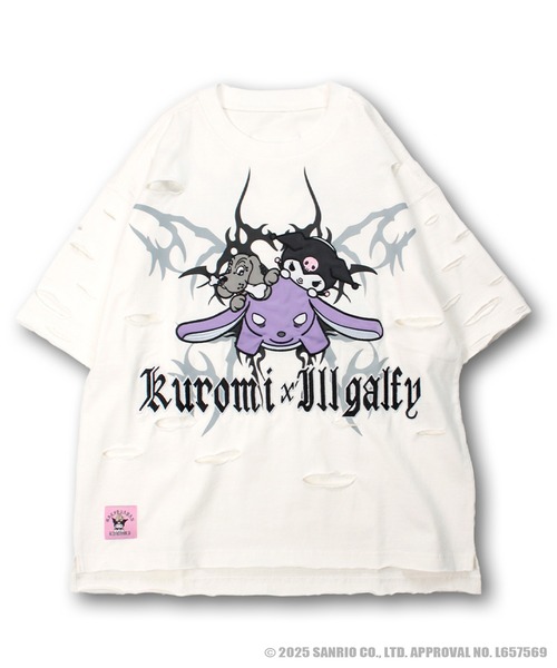 ガルフィー×クロミ ボロボロ半袖パープルTシャツ タグ付き未使用 セール】【GALFY/ガルフィー】×【KUROMI/クロミ】イルガルフィー