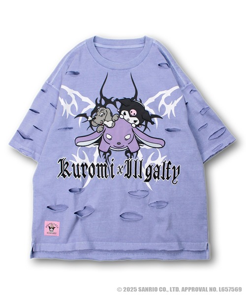 GALFY（ガルフィー）の「【GALFY/ガルフィー】×【KUROMI/クロミ】イルガルフィーボロボロ半袖TEE（Tシャツ/カットソー・メンズ・ブラック系1/パープル系/オフホワイト/ブラック・XL/L）」の8枚目の写真