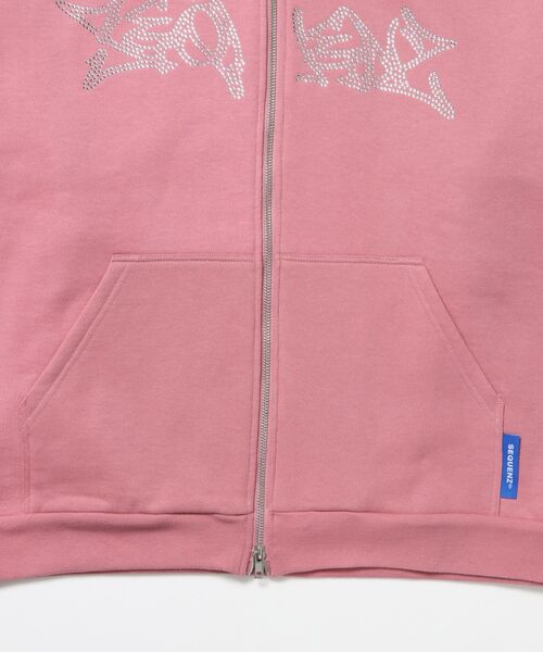 SEQUENZ(シークエンズ)の「【SEQUENZ(シークエンズ)】RHINE STONE ZIP P/K / ラインストーン ジップパーカー 裏起毛 フーディ スウェット(パーカー・メンズ・ブルー/ピンク系その他/ブラック・LARGE/MEDIUM/SMALL)」の17枚目の写真