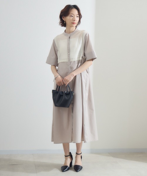 Paradise Picnic（パラダイスピクニック）の「サイドベルトレイヤード風ワンピース（ワンピース・レディース・グレイッシュベージュ/ブラック/チャコールグレー・FREE）」の4枚目の写真