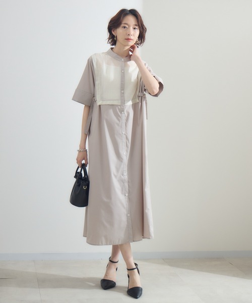 Paradise Picnic（パラダイスピクニック）の「サイドベルトレイヤード風ワンピース（ワンピース・レディース・グレイッシュベージュ/ブラック/チャコールグレー・FREE）」の5枚目の写真