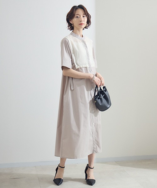 Paradise Picnic（パラダイスピクニック）の「サイドベルトレイヤード風ワンピース（ワンピース・レディース・グレイッシュベージュ/ブラック/チャコールグレー・FREE）」の8枚目の写真