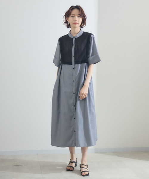 Paradise Picnic（パラダイスピクニック）の「サイドベルトレイヤード風ワンピース（ワンピース・レディース・グレイッシュベージュ/ブラック/チャコールグレー・FREE）」の13枚目の写真