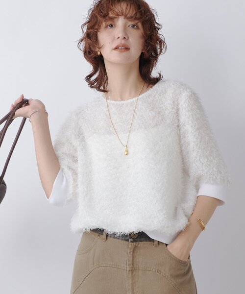 RIVE DROITE(リヴドロワ)の「【着映え】リブ付きフリンジブラウス(シャツ/ブラウス・レディース・ホワイト/ブラック/ブラウン・FREE)」の1枚目の写真