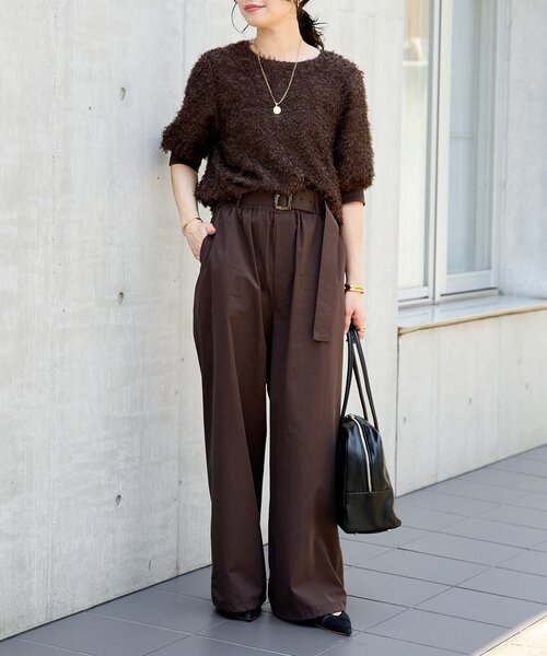 RIVE DROITE(リヴドロワ)の「【着映え】リブ付きフリンジブラウス(シャツ/ブラウス・レディース・ホワイト/ブラック/ブラウン・FREE)」の4枚目の写真