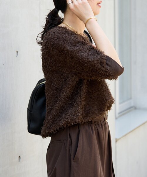 RIVE DROITE(リヴドロワ)の「【着映え】リブ付きフリンジブラウス(シャツ/ブラウス・レディース・ホワイト/ブラック/ブラウン・FREE)」の8枚目の写真