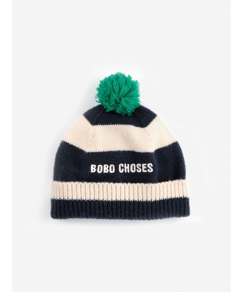 BOBO CHOSES（ボボショーズ）の「Bobo Choses striped beanie（ニットキャップ/ビーニー・キッズ・ダークネイビー・HEAD54/HEAD52）」の2枚目の写真