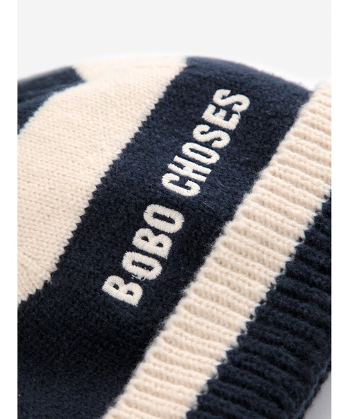 BOBO CHOSES（ボボショーズ）の「Bobo Choses striped beanie（ニットキャップ/ビーニー・キッズ・ダークネイビー・HEAD54/HEAD52）」の3枚目の写真