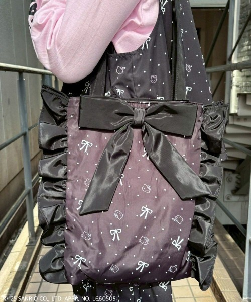 Candy Stripper（キャンディストリッパー）の「【HELLO KITTY】RIBBON＆DOT TOTE バッグ（トートバッグ・レディース・ブラック/オフホワイト・FREE）」の5枚目の写真