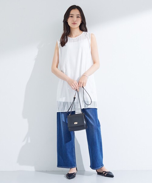 INDIVI(インディヴィ)の「【洗える/セットアップ可能】ラッセルチュニック(チュニック・レディース・ブラック/ホワイト・15 /13/05/38/34)」の5枚目の写真