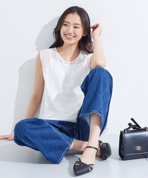 INDIVI(インディヴィ)の「【洗える/セットアップ可能】ラッセルチュニック(チュニック・レディース・ブラック/ホワイト・15 /13/05/38/34)」の6枚目の写真