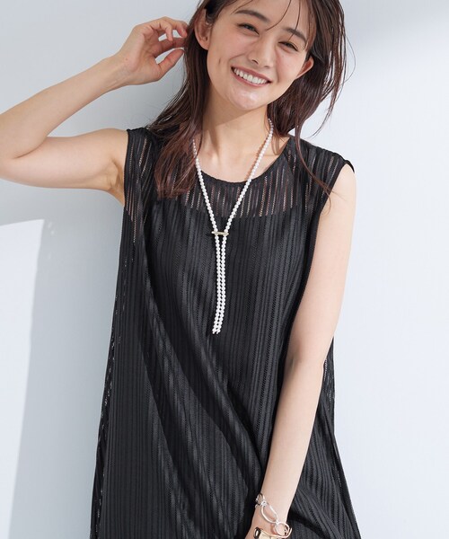 INDIVI(インディヴィ)の「【洗える/セットアップ可能】ラッセルチュニック(チュニック・レディース・ブラック/ホワイト・15 /13/05/38/34)」の8枚目の写真