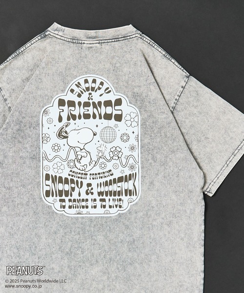 PEANUTS（ピーナッツ）の「PEANUTS/ピーナッツ スヌーピー&ウッドストックTEE（Tシャツ/カットソー・レディース・ライトグレー/ベージュ・M/L）」の2枚目の写真