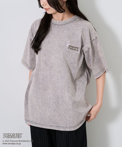 PEANUTS（ピーナッツ）の「PEANUTS/ピーナッツ スヌーピー&ウッドストックTEE（Tシャツ/カットソー・レディース・ライトグレー/ベージュ・M/L）」の13枚目の写真