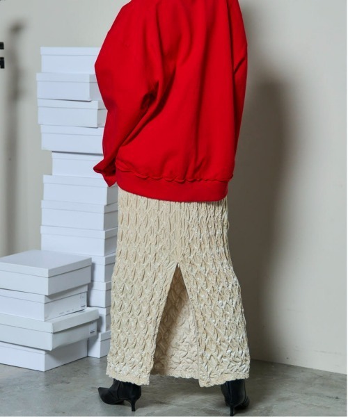 MAISON SPECIAL(メゾンスペシャル)の「Velor Shirring Skirt/ベロアシャーリングスカート■セットアップ対応■(スカート・レディース・ブラック/オフホワイト・36/38)」の8枚目の写真