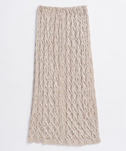 MAISON SPECIAL(メゾンスペシャル)の「Velor Shirring Skirt/ベロアシャーリングスカート■セットアップ対応■(スカート・レディース・ブラック/オフホワイト・36/38)」の13枚目の写真