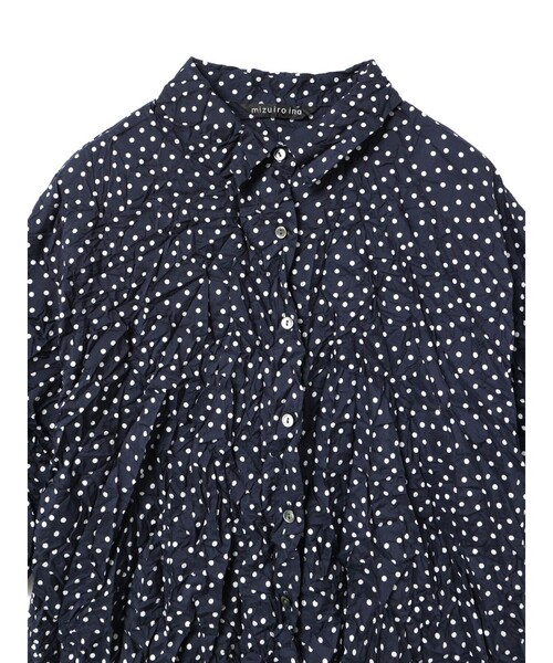 mizuiro ind ドットプリントキャッチワッシャーシャツ（シャツ