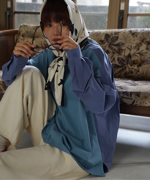 ATELANE(アテレーン)の「ATELANE / ブロード/ドッキング/ロンTEE/シャツ(Tシャツ/カットソー・メンズ・ブラック/ブルー/オフホワイト・X-LARGE/LARGE/MEDIUM)」の3枚目の写真