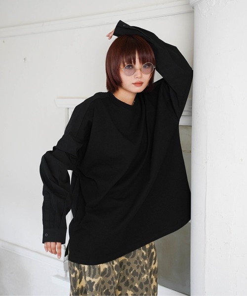 ATELANE(アテレーン)の「ATELANE / ブロード/ドッキング/ロンTEE/シャツ(Tシャツ/カットソー・メンズ・ブラック/ブルー/オフホワイト・X-LARGE/LARGE/MEDIUM)」の2枚目の写真