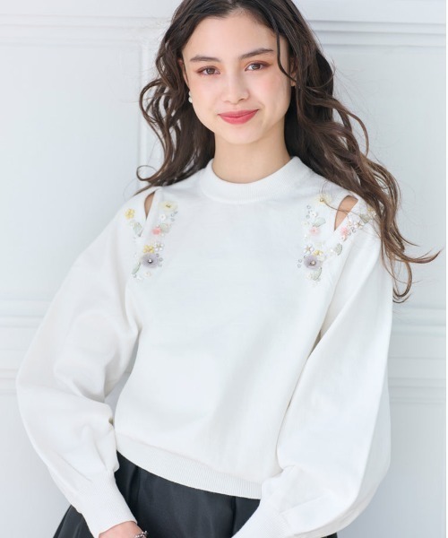 セール】フラワーモチーフカットアウトニット（ニット/セーター