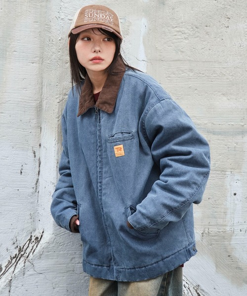 WEGO（ウィゴー）の「WEGO/【25年秋冬新作】ワーカーズキルティングZIPジャケット（ブルゾン・メンズ・カーキ/スカイブルー/ネイビー/ブラック系3・LARGE/MEDIUM）」の12枚目の写真