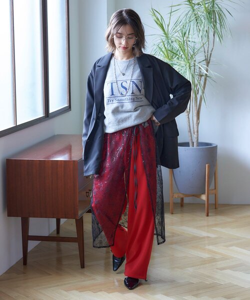 Remind me and forever（リマインドミーアンドフォーエバー）の「【nane】ヴィンテージ加工スエットプルオーバー（スウェット・レディース・ブラウン/レッド/グレー・FREE）」の8枚目の写真