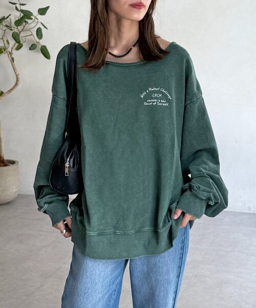 CPCM（シーピーシーエム）の「【ASUKA監修】パウダー加工ワンショルスウェット（スウェット・レディース・チャコールグレー/ネイビー/レッド/グリーン・FREE）」の6枚目の写真