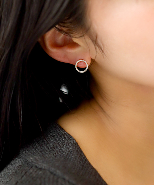 サークルダイヤピアス K10（両耳）（ピアス（両耳用））｜Lilas（リラ 