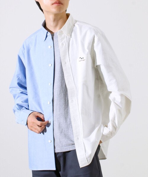 GLOSTER(グロスター)の「【定番×遊び心】フレブル刺繍BDシャツ 無地/クレイジーパターン(シャツ/ブラウス・メンズ・ホワイト/ホワイト×ブルー/ブルー系その他/ベージュ・S/M/L)」の3枚目の写真