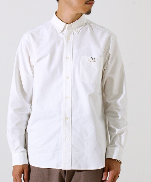 GLOSTER(グロスター)の「【定番×遊び心】フレブル刺繍BDシャツ 無地/クレイジーパターン(シャツ/ブラウス・メンズ・ホワイト/ホワイト×ブルー/ブルー系その他/ベージュ・S/M/L)」の2枚目の写真