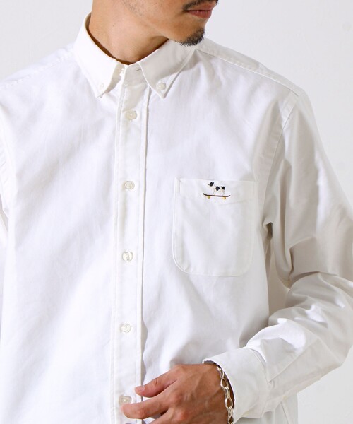 GLOSTER(グロスター)の「【定番×遊び心】フレブル刺繍BDシャツ 無地/クレイジーパターン(シャツ/ブラウス・メンズ・ホワイト/ホワイト×ブルー/ブルー系その他/ベージュ・S/M/L)」の12枚目の写真