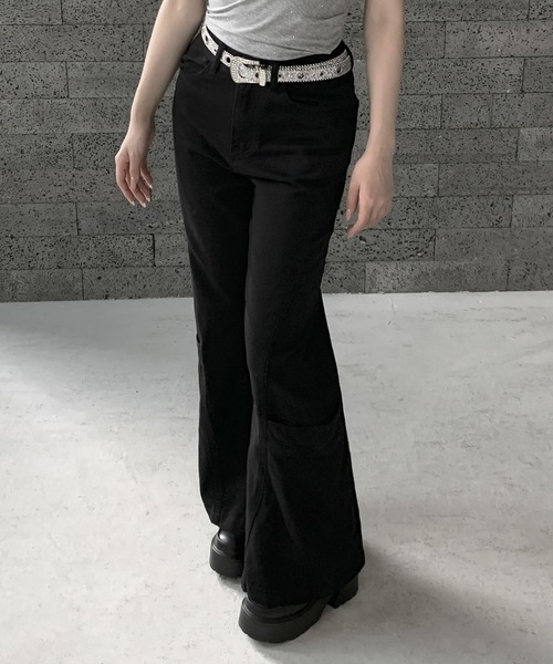 VEILA(ヴェイラ)の「センター切替ハイウエストフレアパンツ ベーシックカラーワイドパンツ(その他パンツ・レディース・ブラック・M/S)」の10枚目の写真