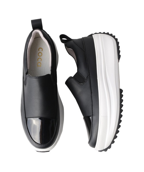 coca(ANDEX shoes product)(コカ)の「軽量 厚底 ボリュームソールスリッポンスニーカー(スニーカー・レディース・ブラック/ホワイト・SMALL/MEDIUM/LARGE)」の9枚目の写真