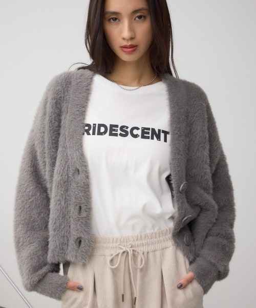 AZUL by moussy(アズールバイマウジー)の「モヘヤライクニットカーディガン(カーディガン/ボレロ・レディース・チャコールグレー/ブラウン/アイボリー/サックスブルー・SMALL/MEDIUM)」の3枚目の写真